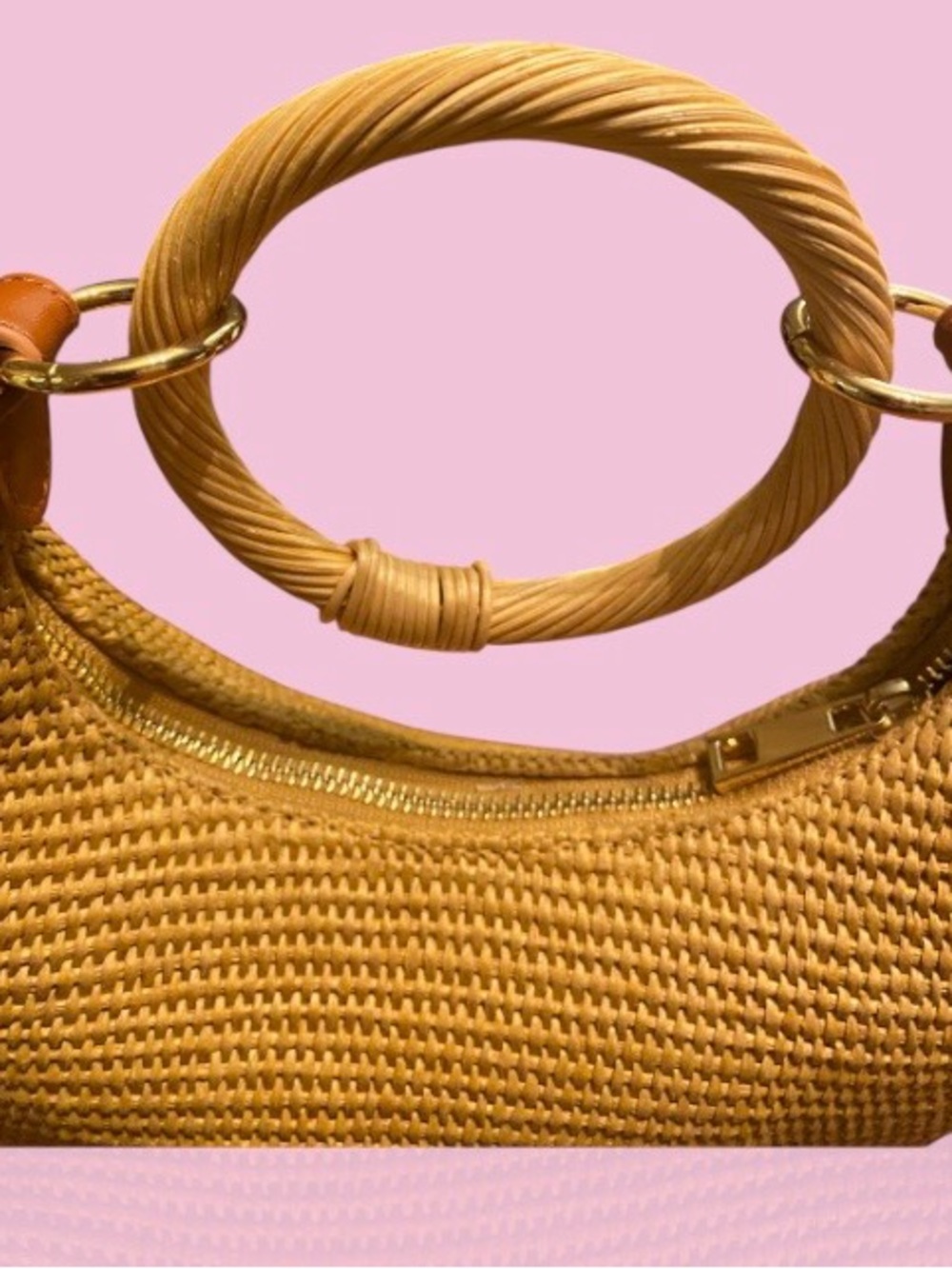 a new day Mustard Woven Ring-Handle Bag - Picture 3 of 5